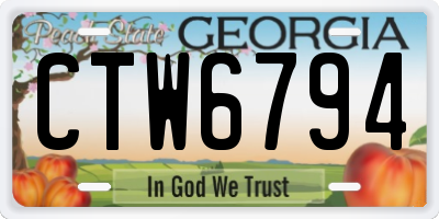 GA license plate CTW6794