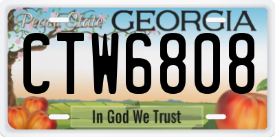 GA license plate CTW6808