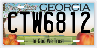 GA license plate CTW6812