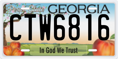 GA license plate CTW6816