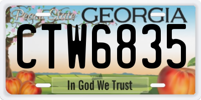GA license plate CTW6835