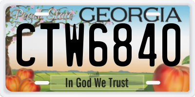 GA license plate CTW6840