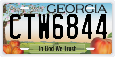 GA license plate CTW6844