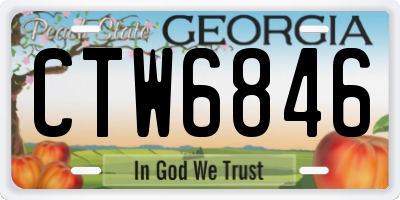 GA license plate CTW6846