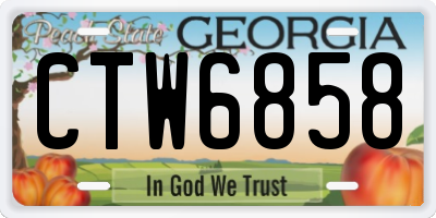 GA license plate CTW6858