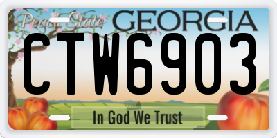 GA license plate CTW6903