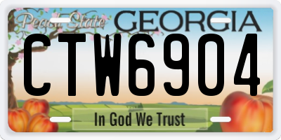 GA license plate CTW6904