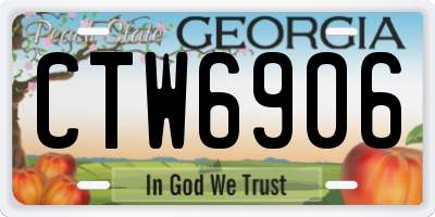 GA license plate CTW6906