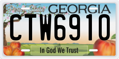 GA license plate CTW6910