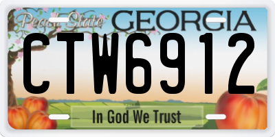 GA license plate CTW6912