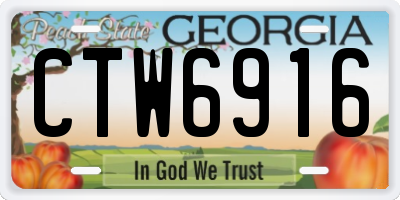 GA license plate CTW6916