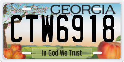 GA license plate CTW6918