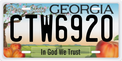 GA license plate CTW6920