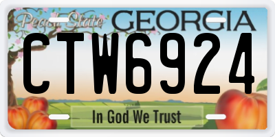 GA license plate CTW6924