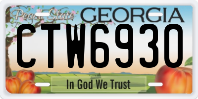 GA license plate CTW6930