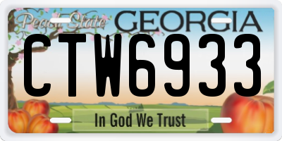 GA license plate CTW6933
