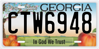 GA license plate CTW6948