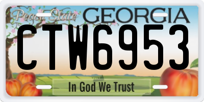 GA license plate CTW6953