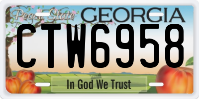 GA license plate CTW6958