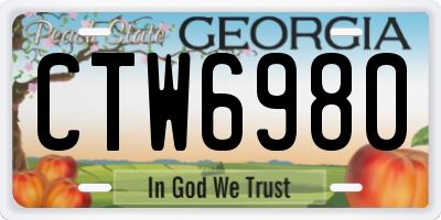 GA license plate CTW6980