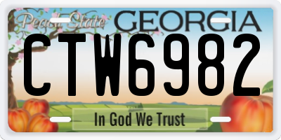 GA license plate CTW6982
