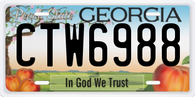 GA license plate CTW6988