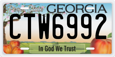 GA license plate CTW6992