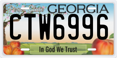 GA license plate CTW6996