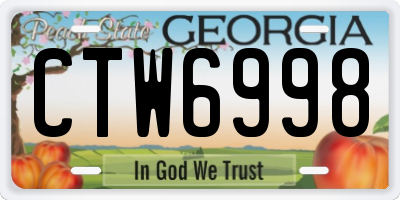 GA license plate CTW6998