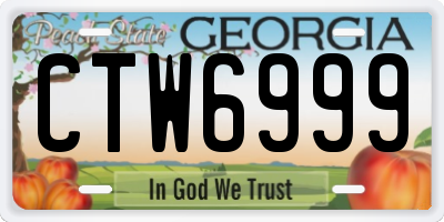 GA license plate CTW6999