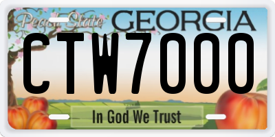 GA license plate CTW7000