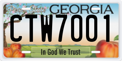 GA license plate CTW7001