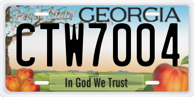 GA license plate CTW7004