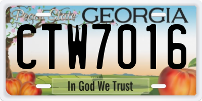 GA license plate CTW7016