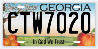 GA license plate CTW7020