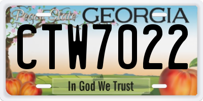 GA license plate CTW7022