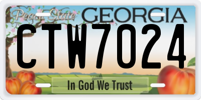 GA license plate CTW7024