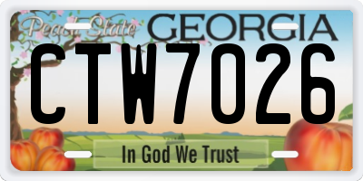 GA license plate CTW7026