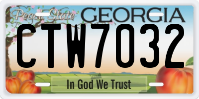 GA license plate CTW7032