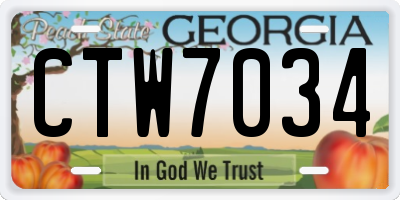 GA license plate CTW7034