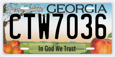 GA license plate CTW7036
