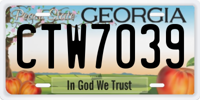 GA license plate CTW7039