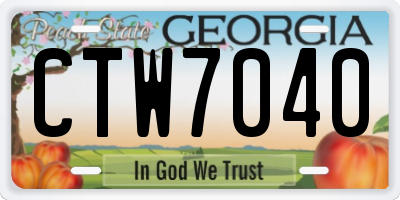GA license plate CTW7040