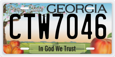 GA license plate CTW7046