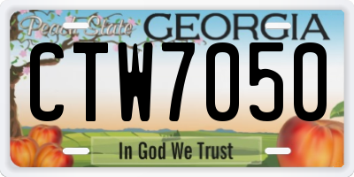 GA license plate CTW7050