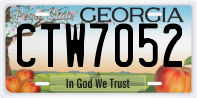 GA license plate CTW7052
