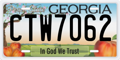 GA license plate CTW7062