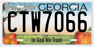 GA license plate CTW7066