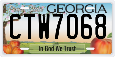 GA license plate CTW7068