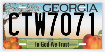 GA license plate CTW7071